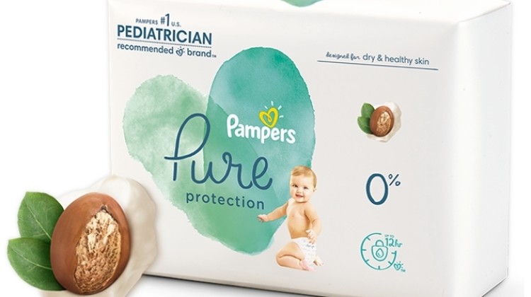 Pampers Pure features plant-based liner enriched with shea butter