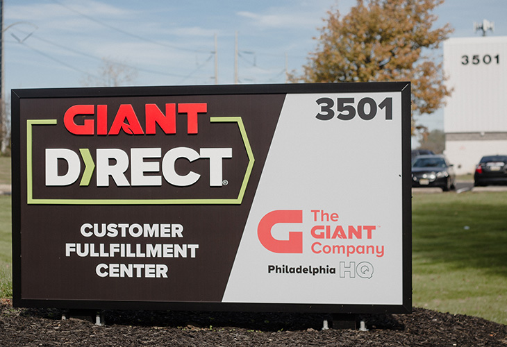 GIANT Direct E-commerce Fulfillment Center Entrance Signage